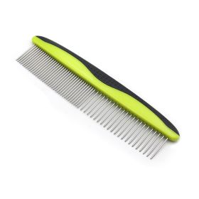 Dog Comb for Removes Tangles and Knots - Cat Comb for Removing Matted Fur - Grooming Tool with Stainless Steel Teeth and Non-Slip Grip Handle - B