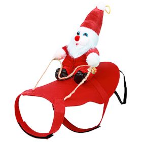 S-M-L-XL Options -- 1Pc Pet Christmas Costumes Red Winter Coat For Dog Riding Santa Claus With Bell Clothes New Year Outfit Cosplay Costumes Part (Option: S)